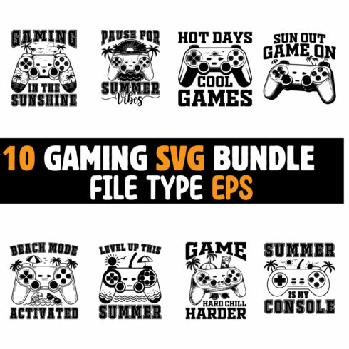 10 Summer Gaming SVG Bundle for T-Shirts cover image.