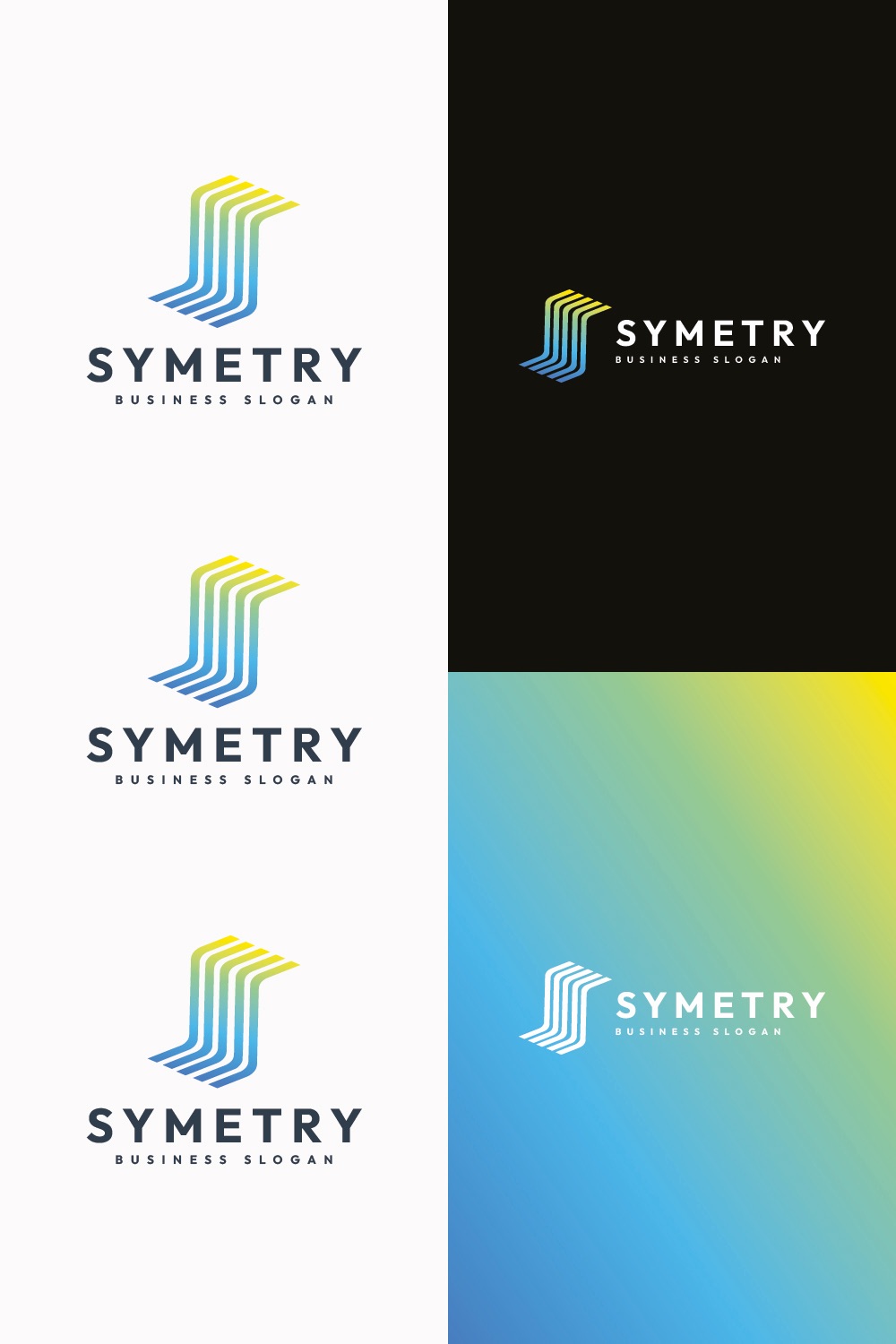 Symetry - Dynamic and Balanced Modern Logo pinterest preview image.