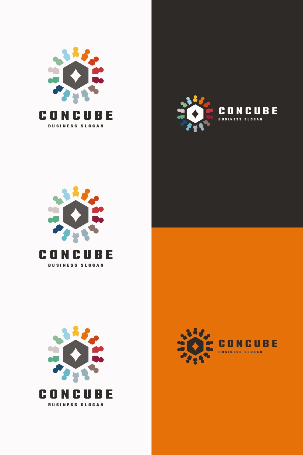 Connected Hexagon Cube Logo pinterest preview image.