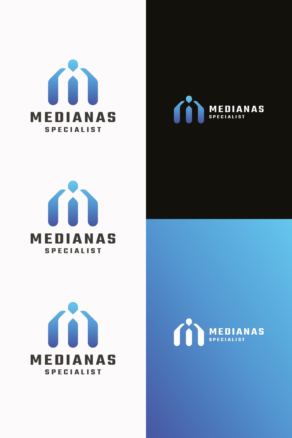 Mediana - Abstract Human Figure M Letter Logo pinterest preview image.