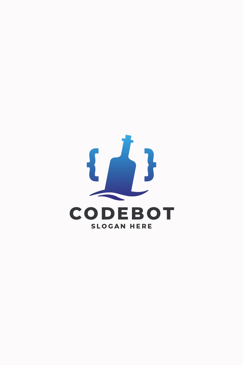 Codebot Message in a Bottle Logo pinterest preview image.