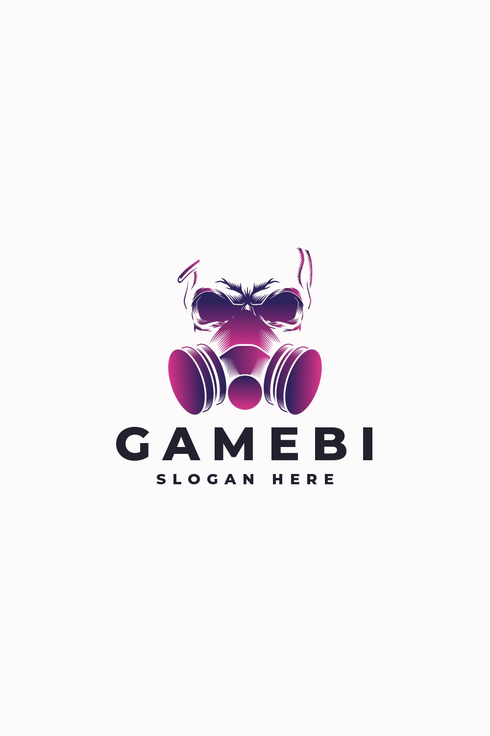 Gamebi Skull Gas Mask Logo pinterest preview image.