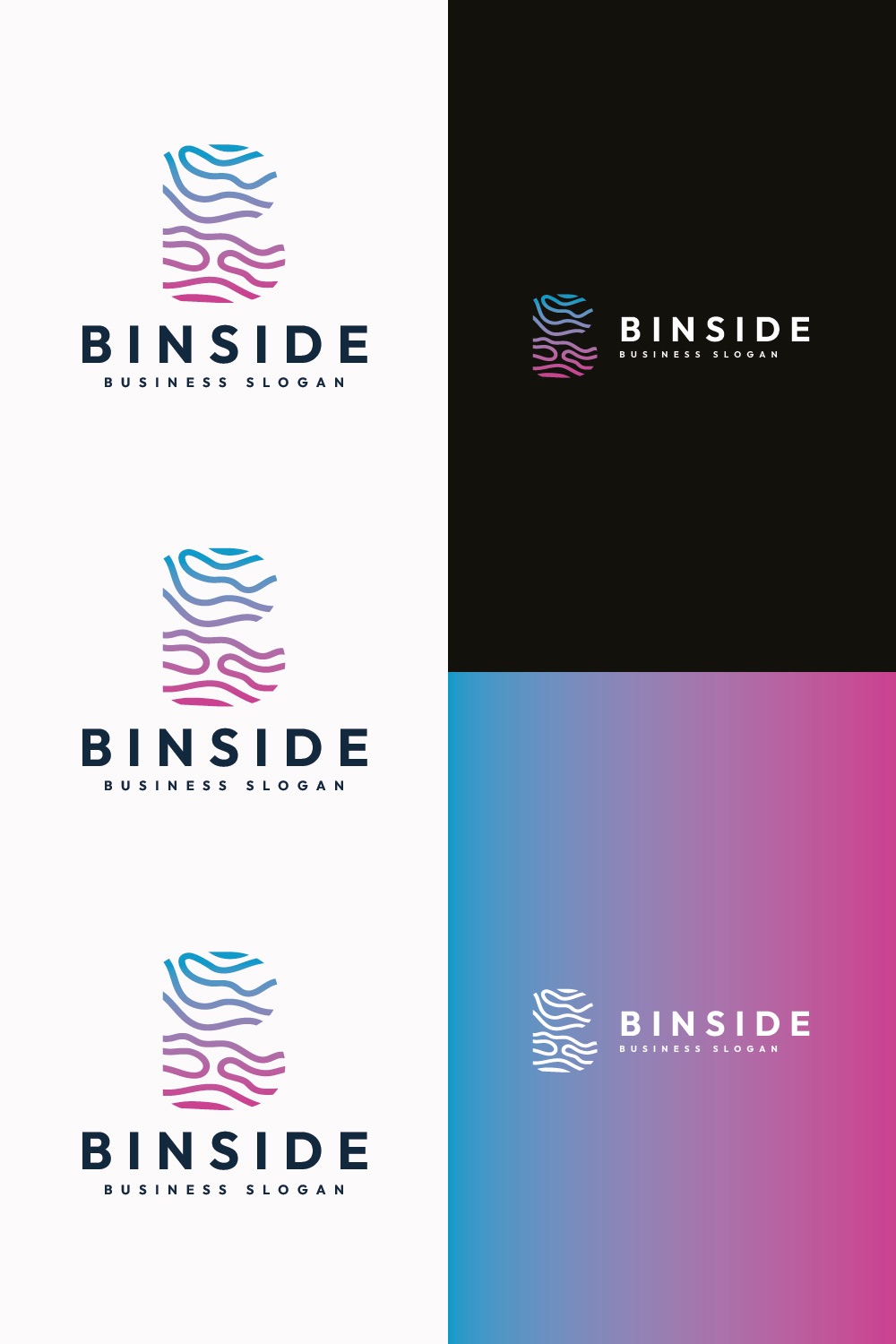 Binside Letter B - Abstract Digital Data Wave Logo pinterest preview image.