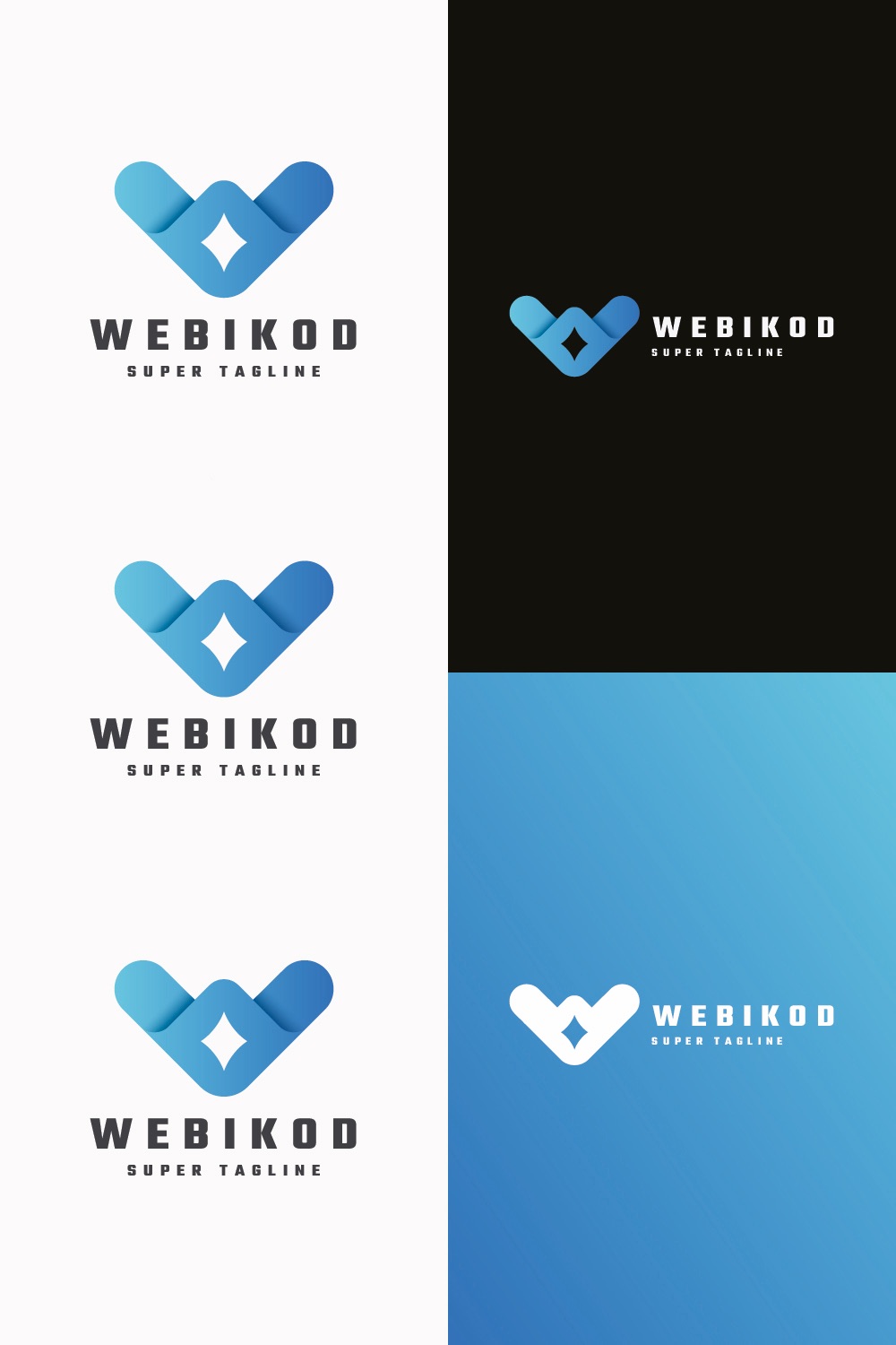 Webikod - Modern Abstract W Letter Logo pinterest preview image.