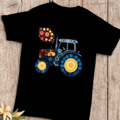 Abstract Dots Tractor Farm Vehicle T-Shirt Design cover image.