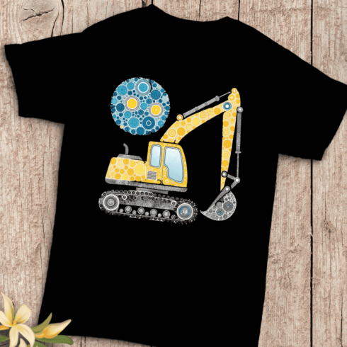 Abstract Dots Excavator Construction T-Shirt Design cover image.