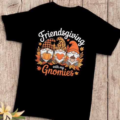 Cute Thanksgiving Gnomes T-Shirt Design cover image.