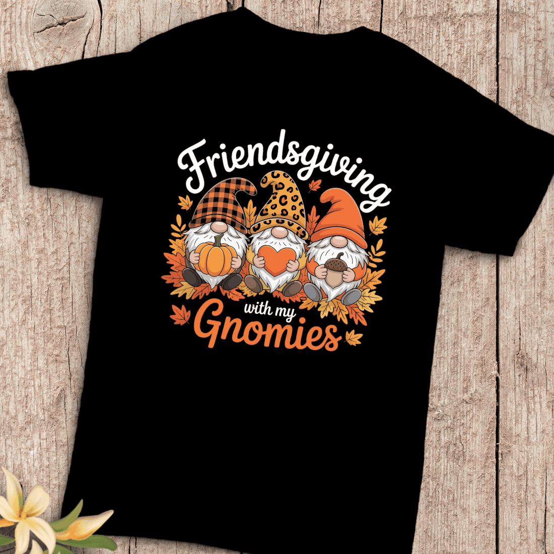 Cute Thanksgiving Gnomes T-Shirt Design cover image.