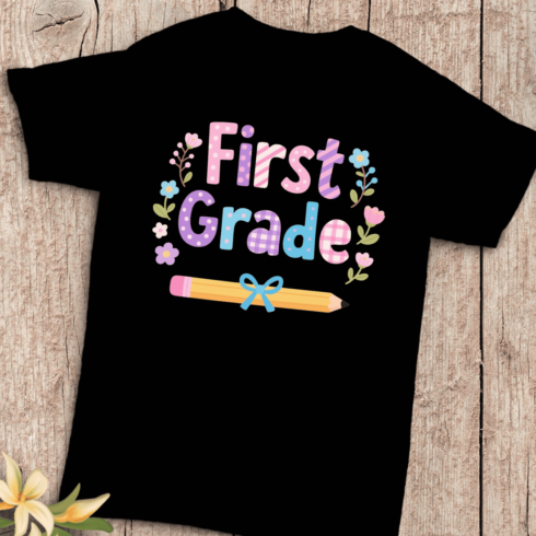 First Grade Back to School T-Shirt Design cover image.
