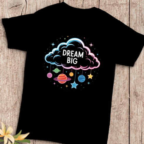 Galaxy Theme Neon Outline T-Shirt Design cover image.