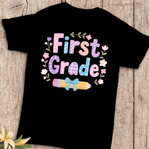 First Grade Learning Journey T-Shirt Design cover image.