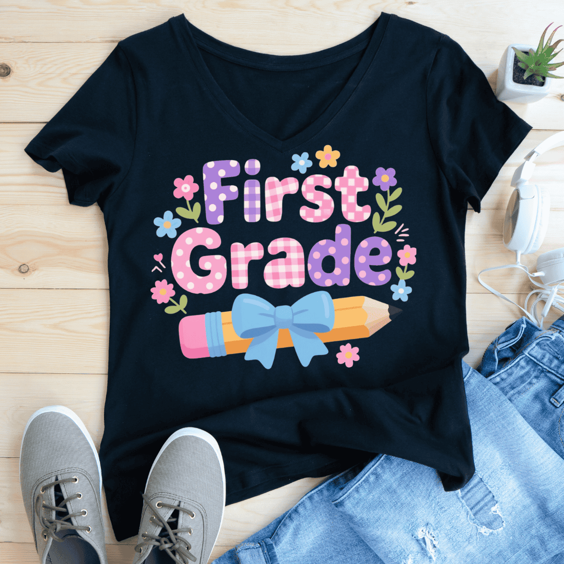 Elementary School First Grade T-Shirt Design preview image.