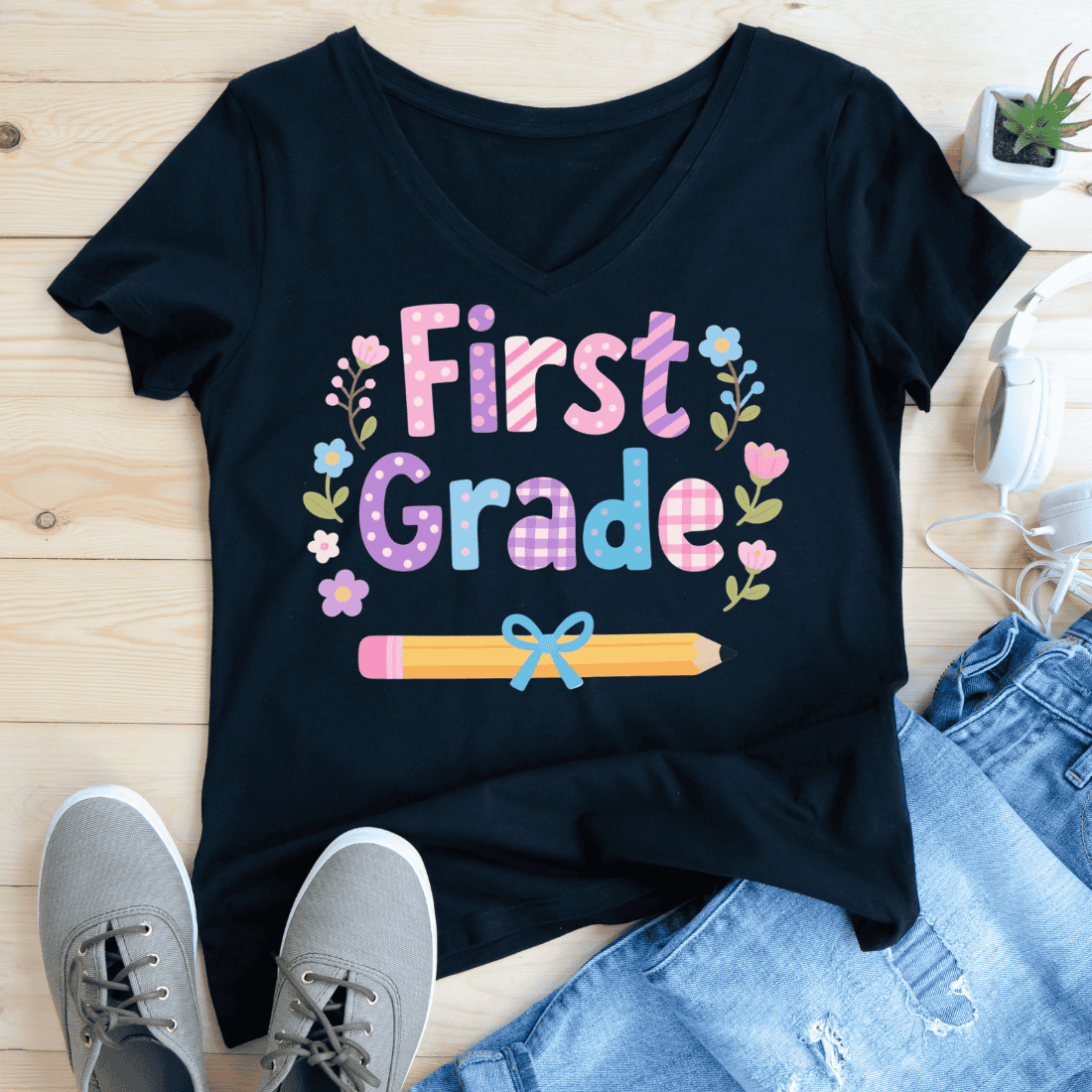 First Grade Back to School T-Shirt Design preview image.