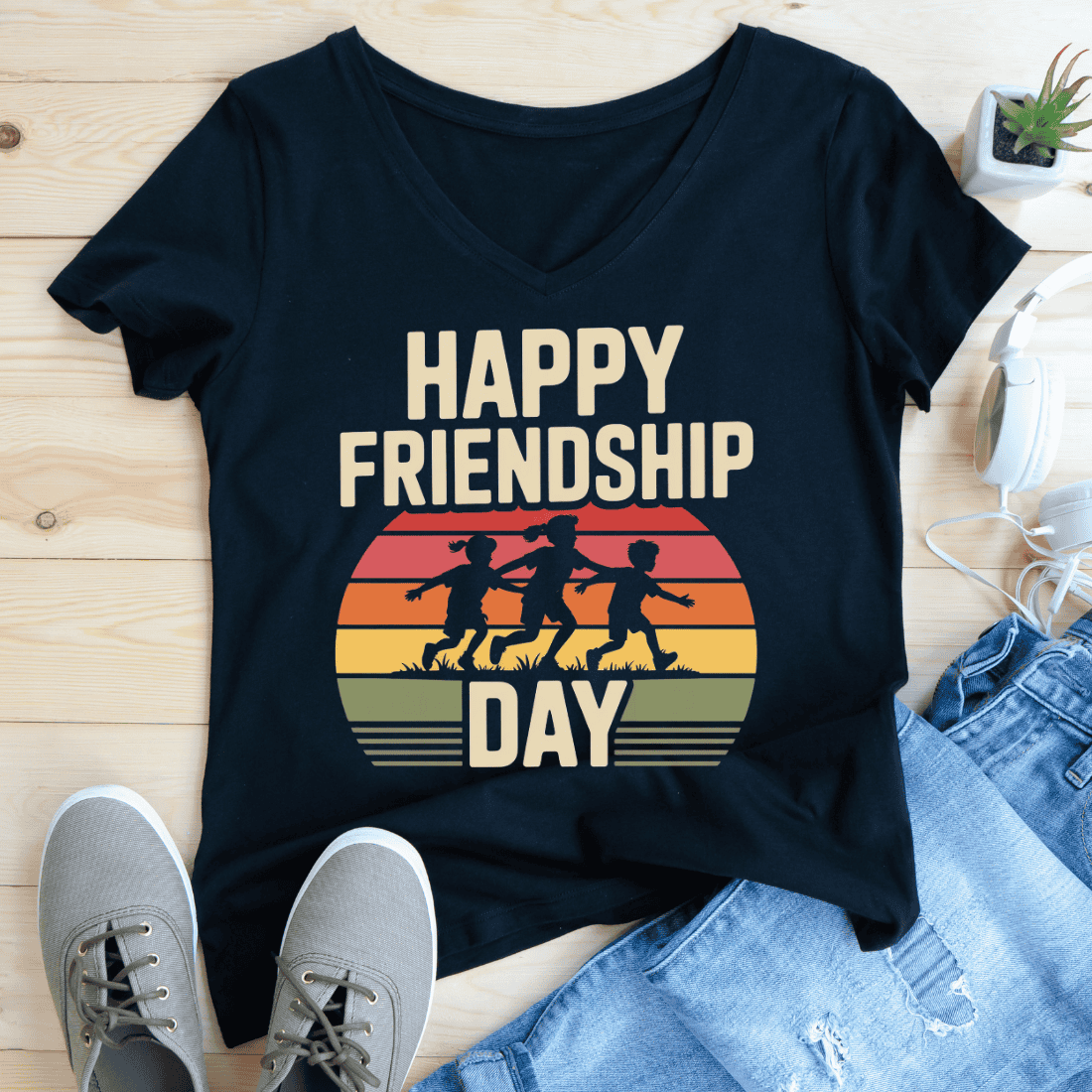 Youthful Friendship Day Celebration T-Shirt Design preview image.