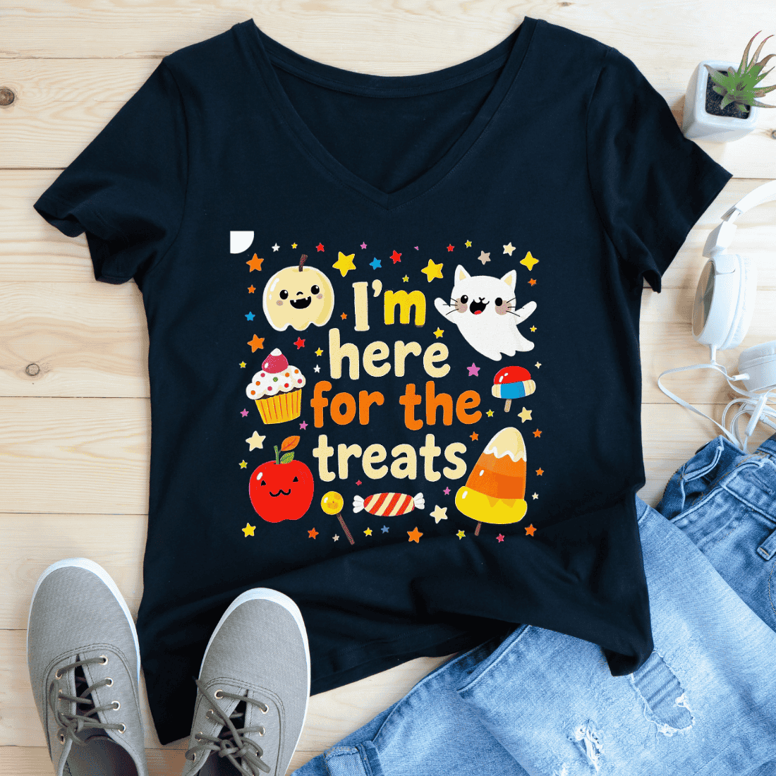 Whimsical Treat Time T-Shirt Design preview image.