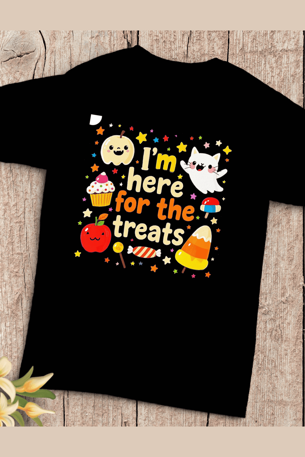 Whimsical Treat Time T-Shirt Design pinterest preview image.