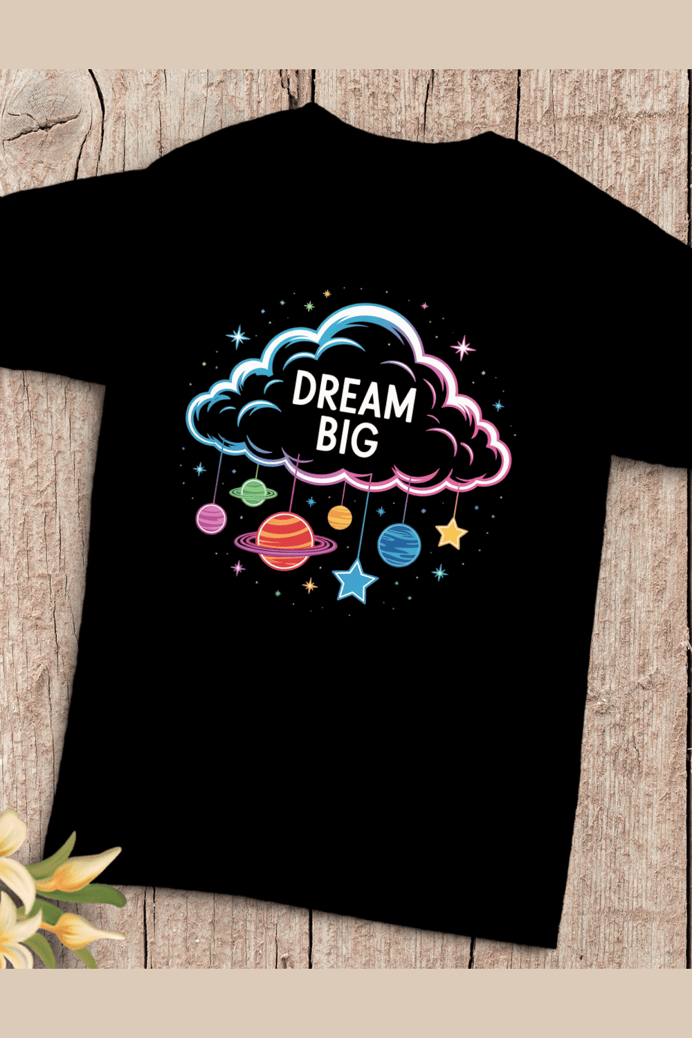 Galaxy Theme Neon Outline T-Shirt Design pinterest preview image.