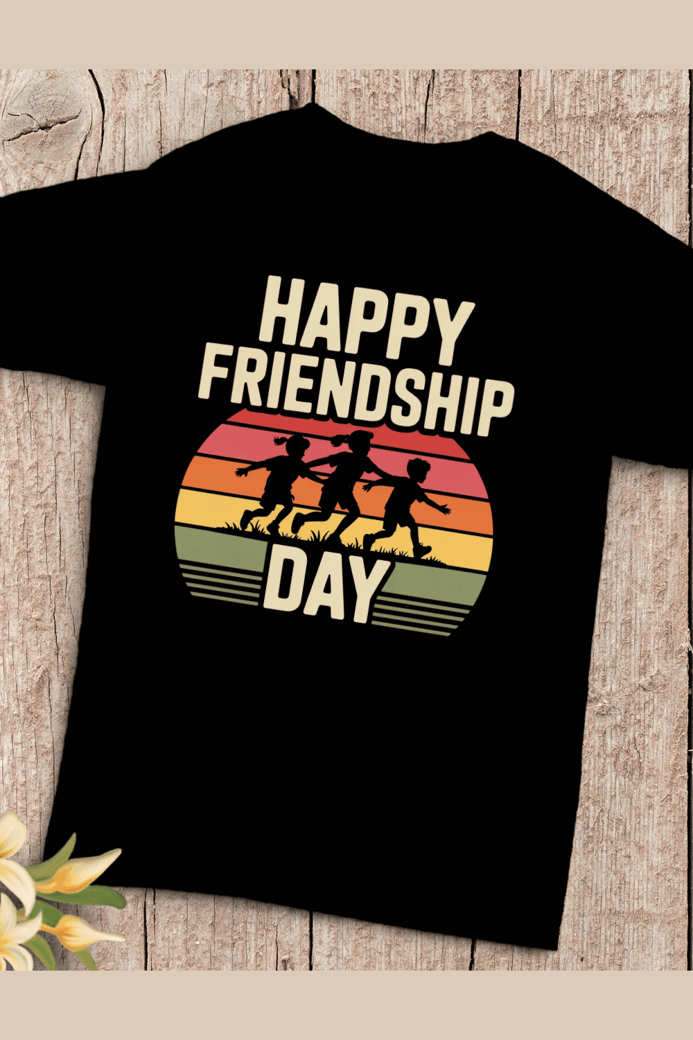 Youthful Friendship Day Celebration T-Shirt Design pinterest preview image.
