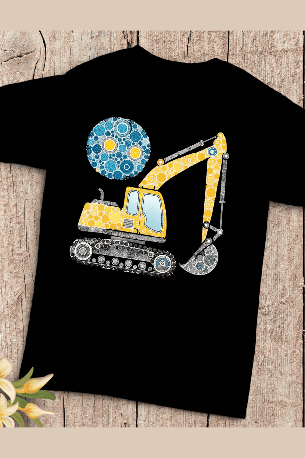Abstract Dots Excavator Construction T-Shirt Design pinterest preview image.