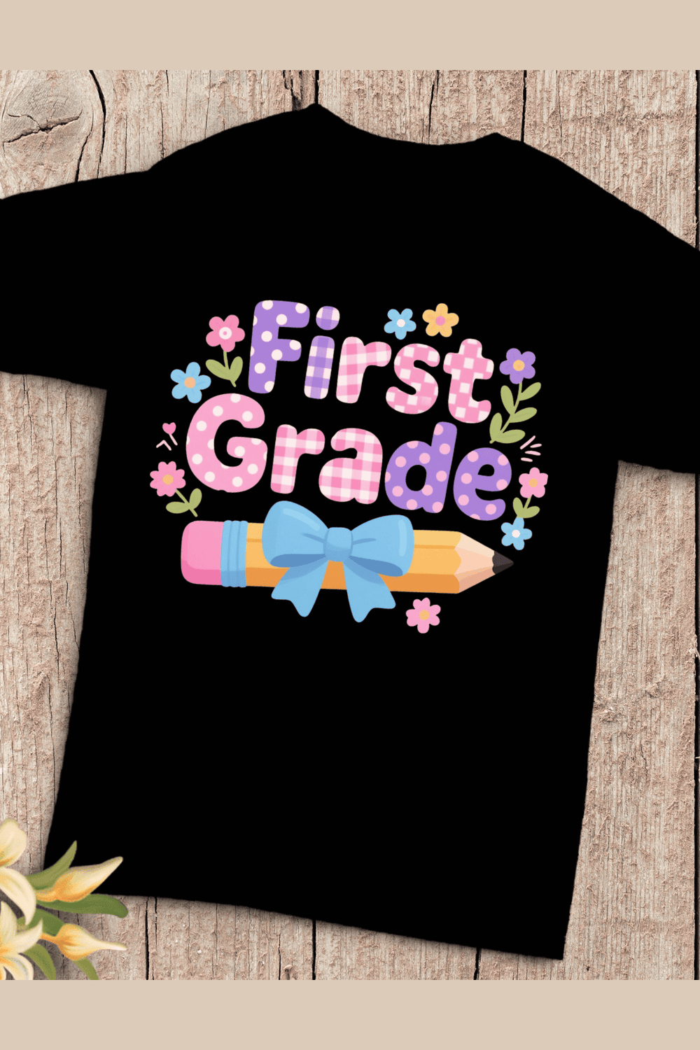 Elementary School First Grade T-Shirt Design pinterest preview image.