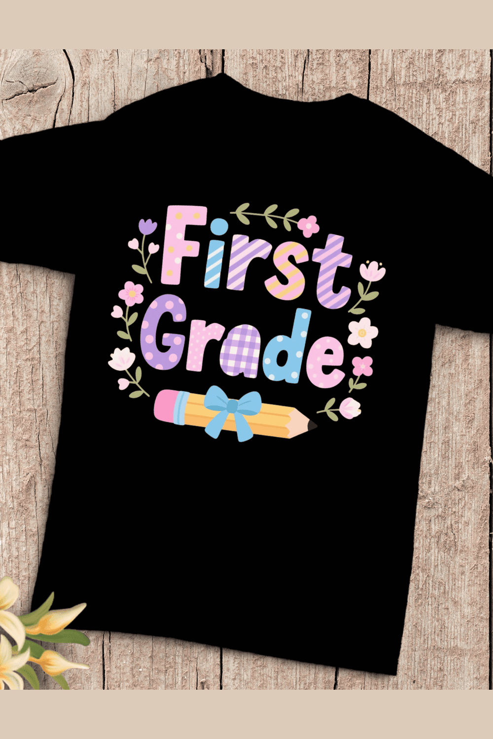 First Grade Learning Journey T-Shirt Design pinterest preview image.