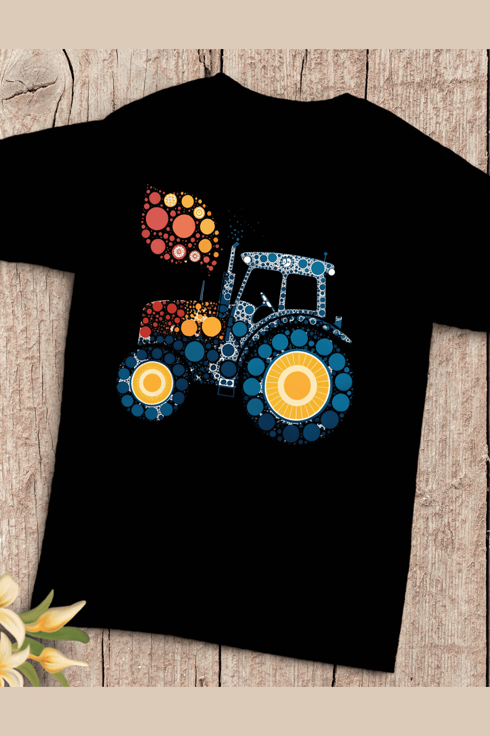Abstract Dots Tractor Farm Vehicle T-Shirt Design pinterest preview image.