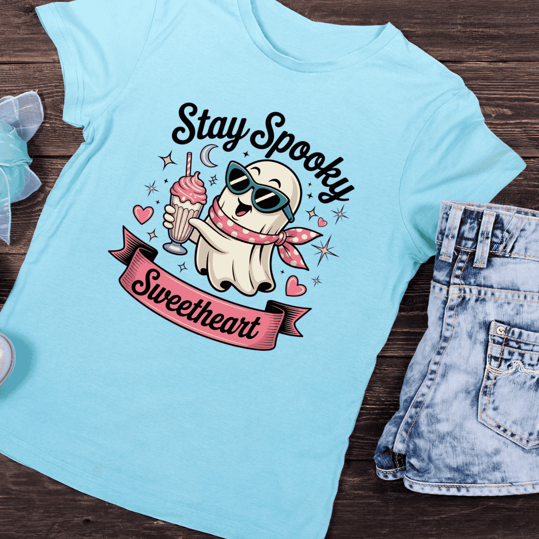 Stay Spooky Sweetheart T-Shirt Design preview image.