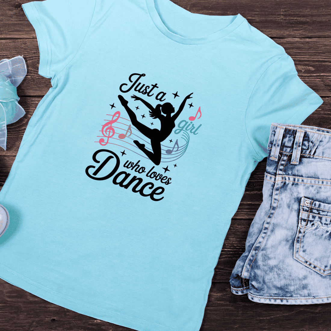 Dancing with Stars and Music Notes T-Shirt Design preview image.