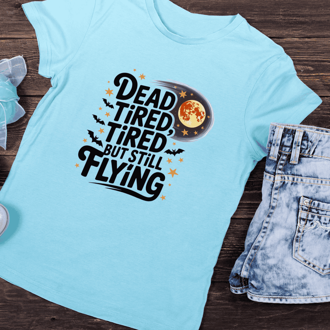Spooky Funny Flying Quote T-Shirt Design preview image.