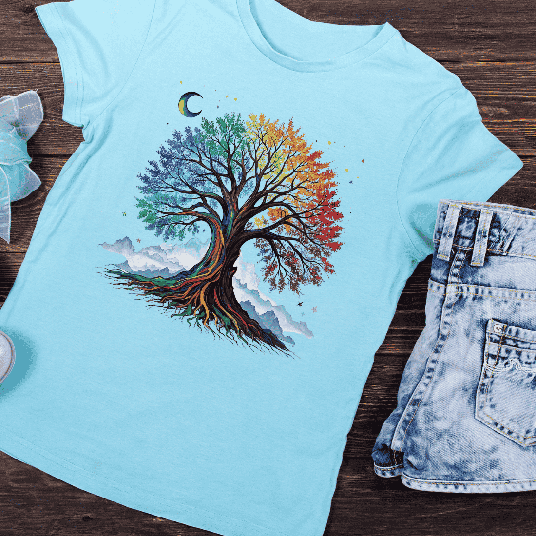 Colorful Tree of Life PNG T-Shirt Design preview image.