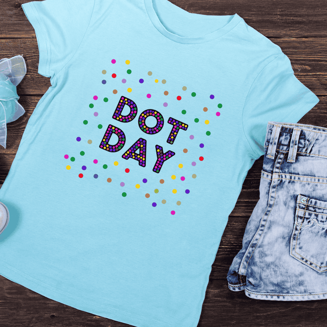 Happy Dot Day Colorful T-Shirt Design preview image.