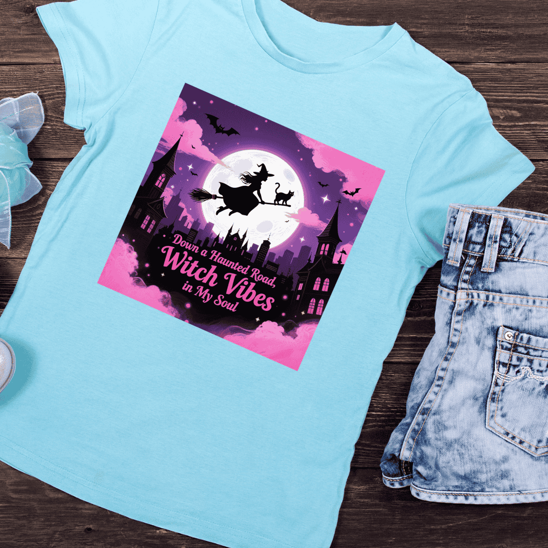Witch Vibes In My Soul Halloween T-Shirt Design preview image.