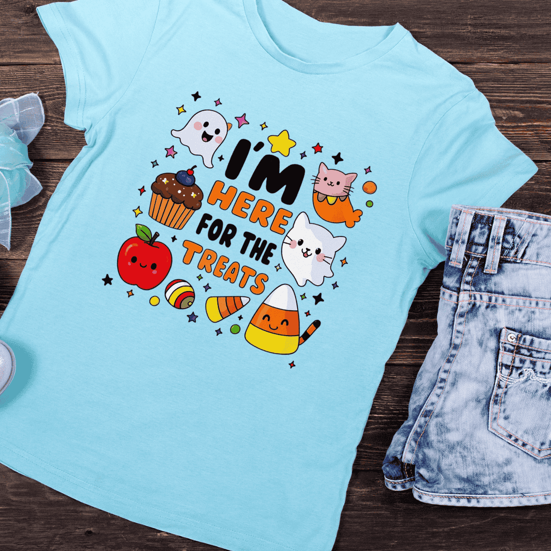 Funny Trick or Treat Quote T-Shirt Design preview image.