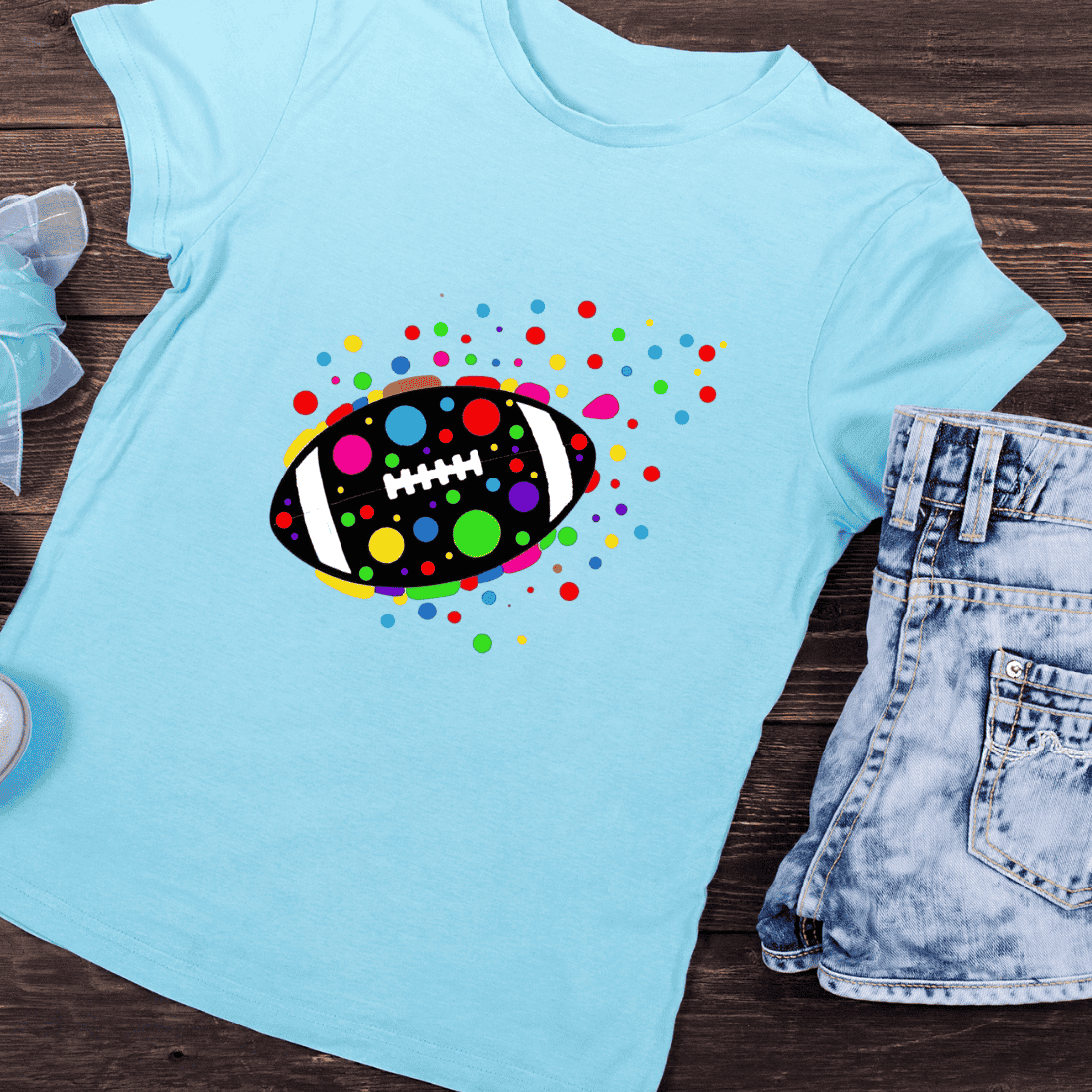 Flaming Football Playful T-Shirt Design preview image.