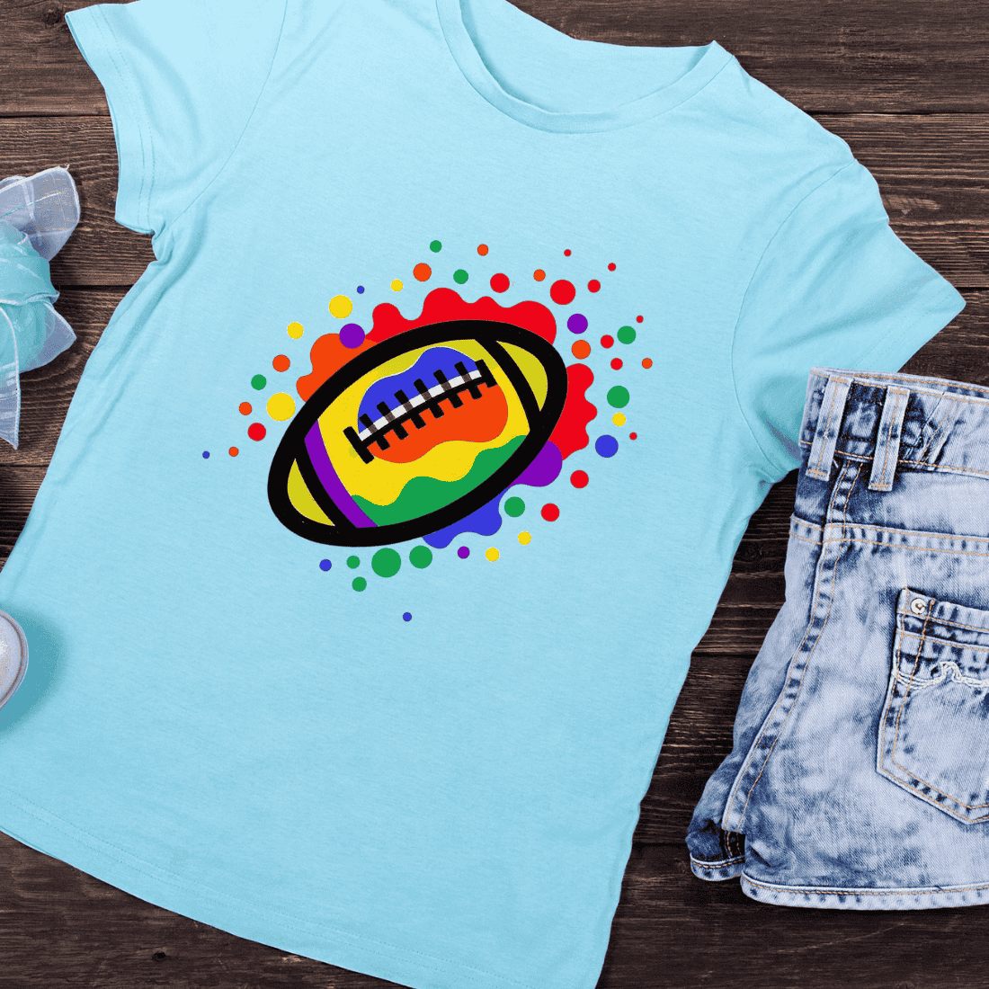 Playful Sport Ball with Bright Spots T-Shirt Design preview image.