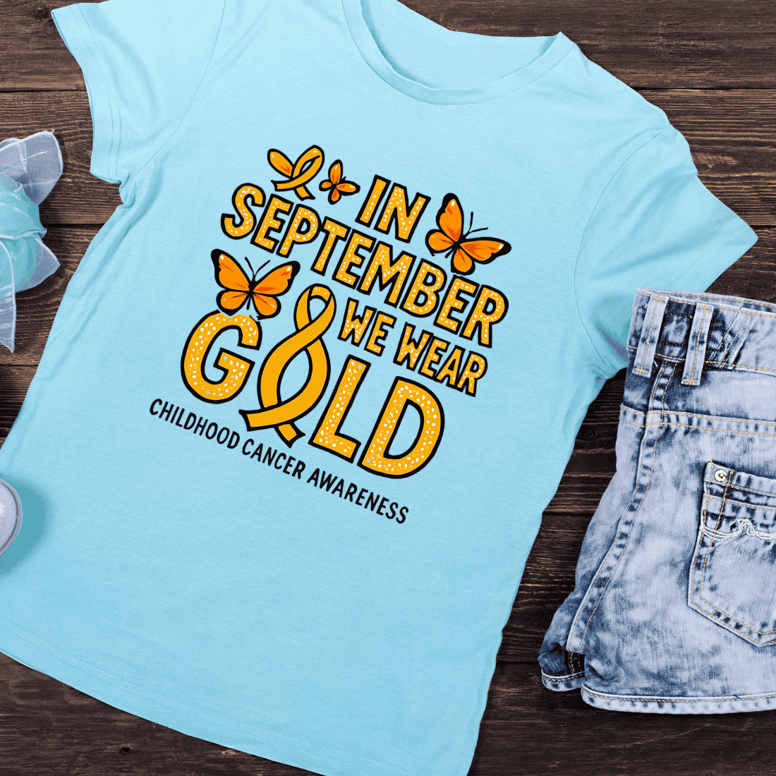 September Gold for Kids Cancer T-Shirt Design preview image.