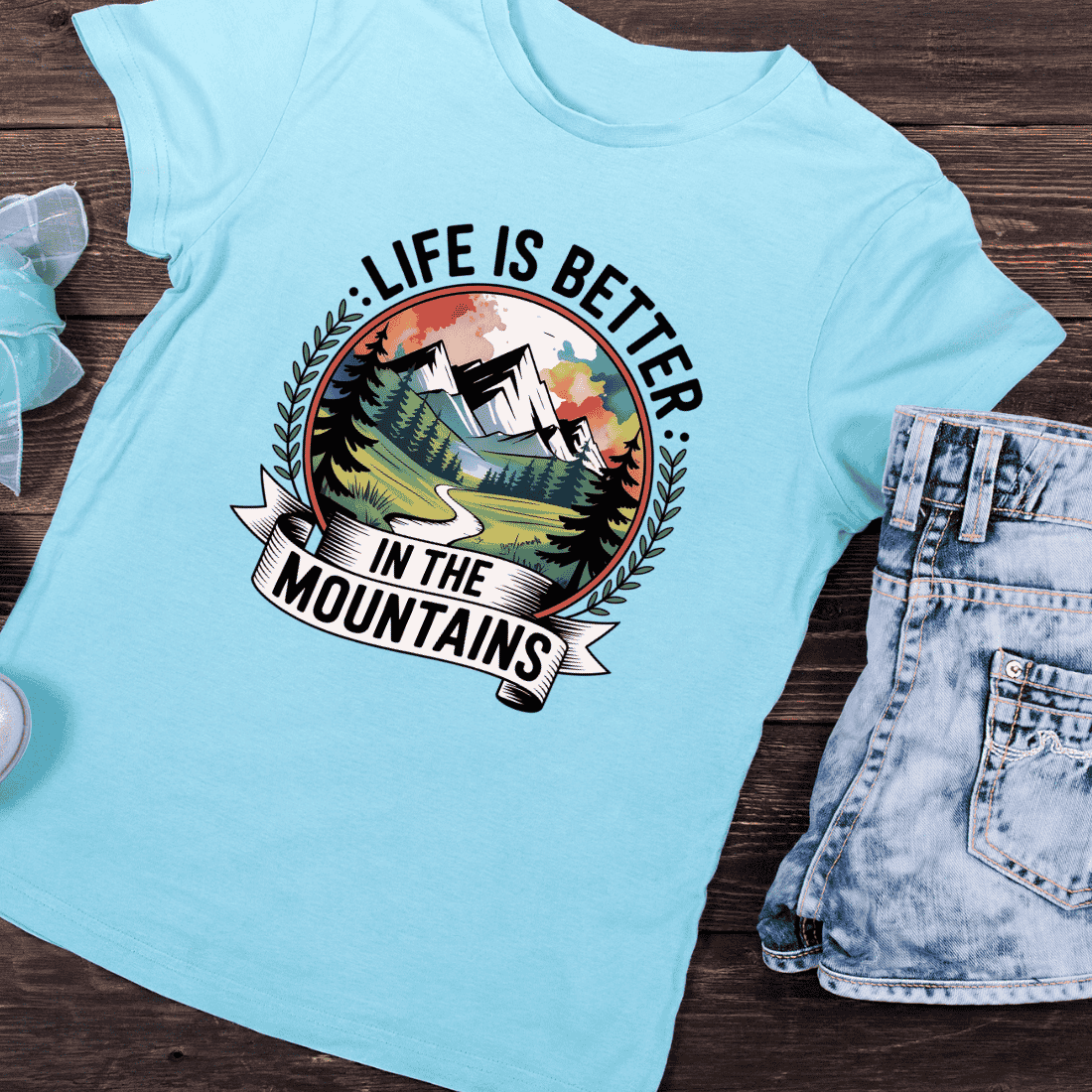 Hiking and Camping Enthusiast T-Shirt Design preview image.