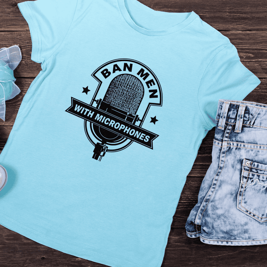 Ban Men With Microphones T-Shirt Design preview image.