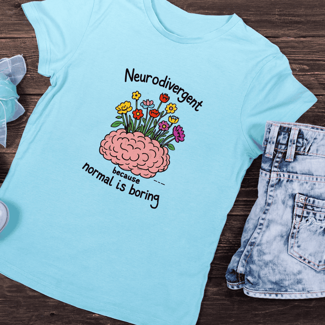 Blooming Brain - Neurodivergent Pride T-Shirt Design preview image.