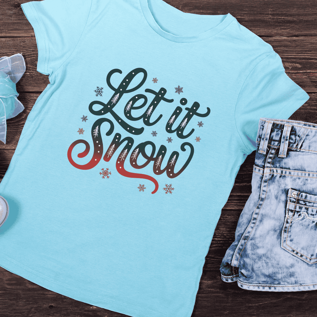 Cozy Seasonal Snow T-Shirt Design preview image.