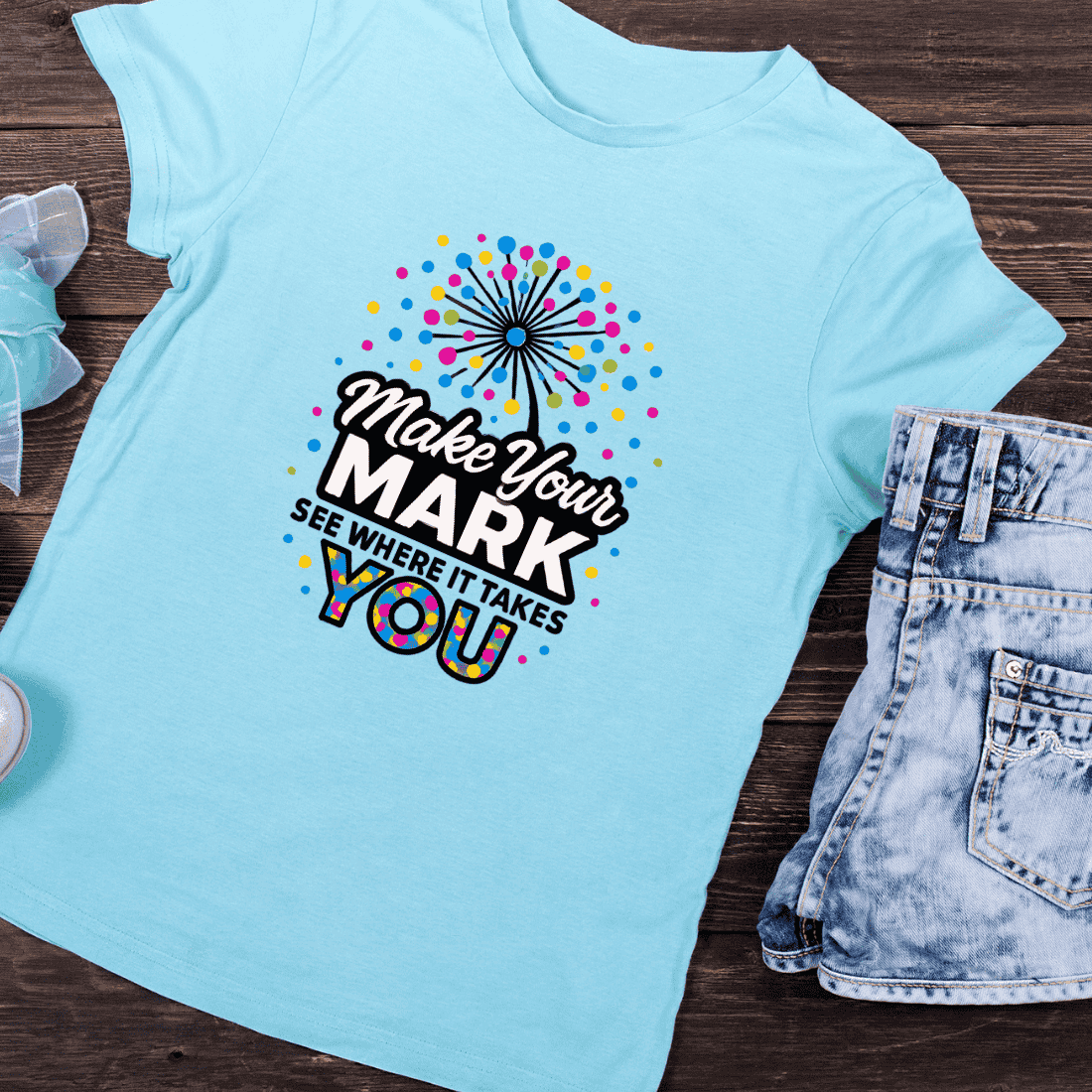 Abstract Dots Motivational Typography T-Shirt Design preview image.