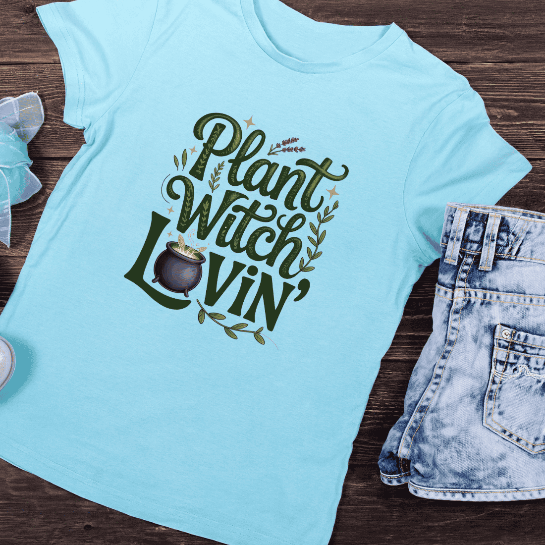 Witchy Garden Plant Lover T-Shirt Design preview image.