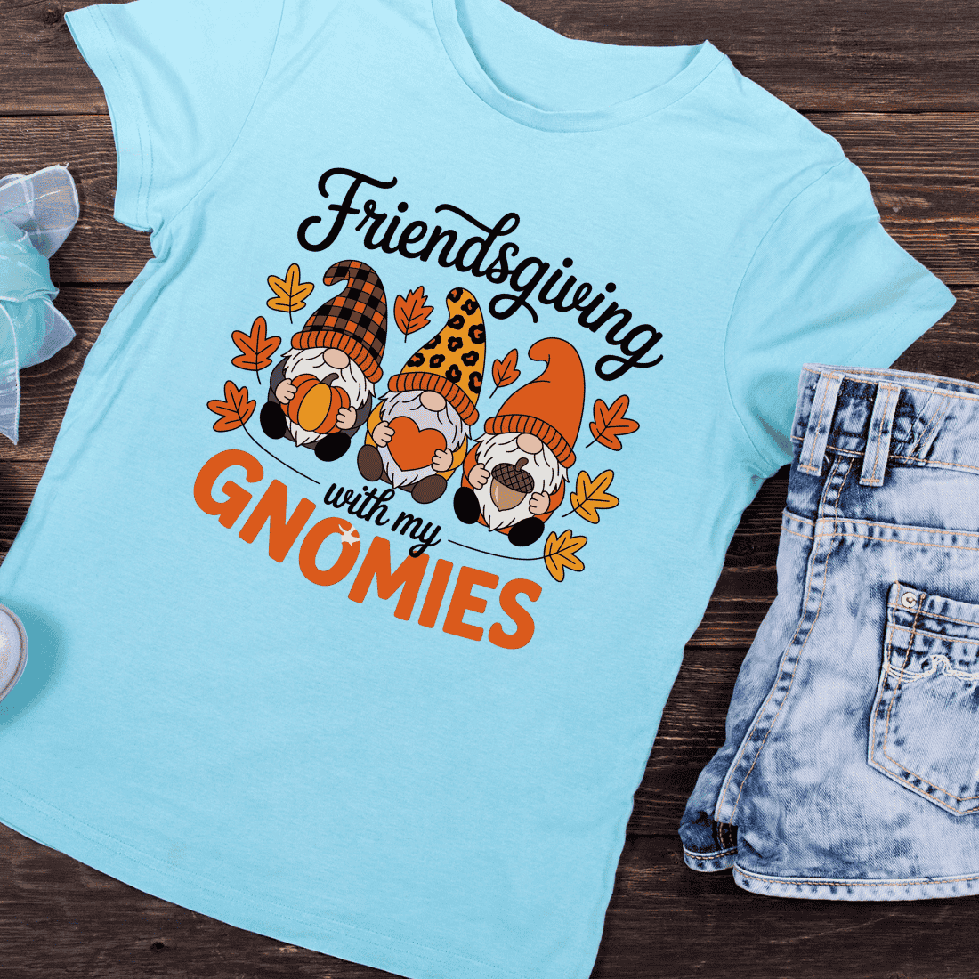 Friendsgiving with My Gnomies PNG T-Shirt Design preview image.