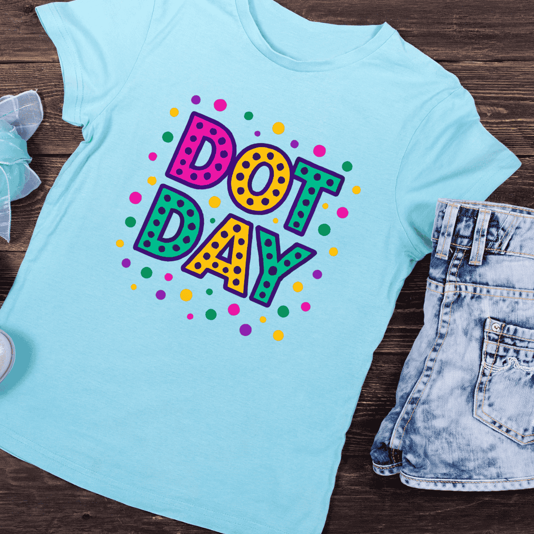 Happy Dot Day Colorful T-Shirt Design preview image.