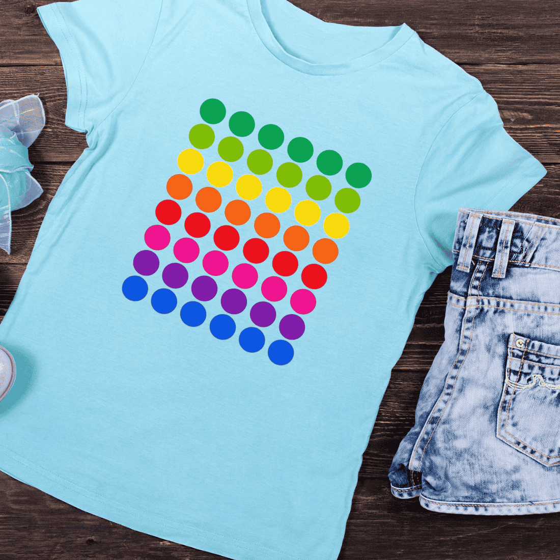 Bright Dots Seamless Pattern T-Shirt Design preview image.