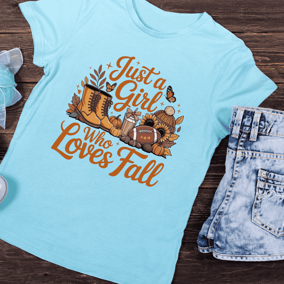 Autumn Girl's Favorites T-Shirt Design preview image.