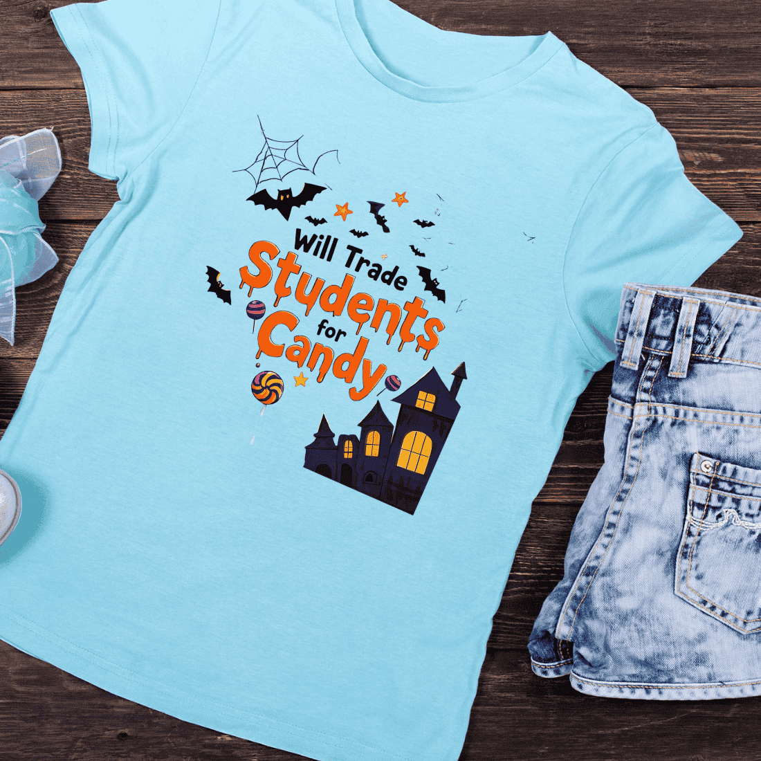 Halloween Classroom Fun T-Shirt Design preview image.