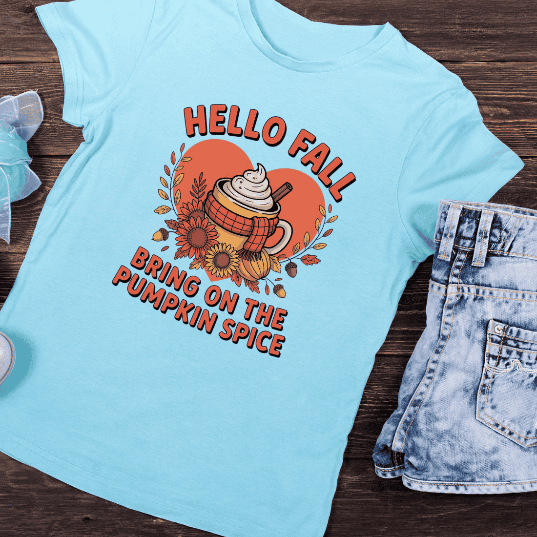 Fall Vibes Acorns Leaves T-Shirt Design preview image.