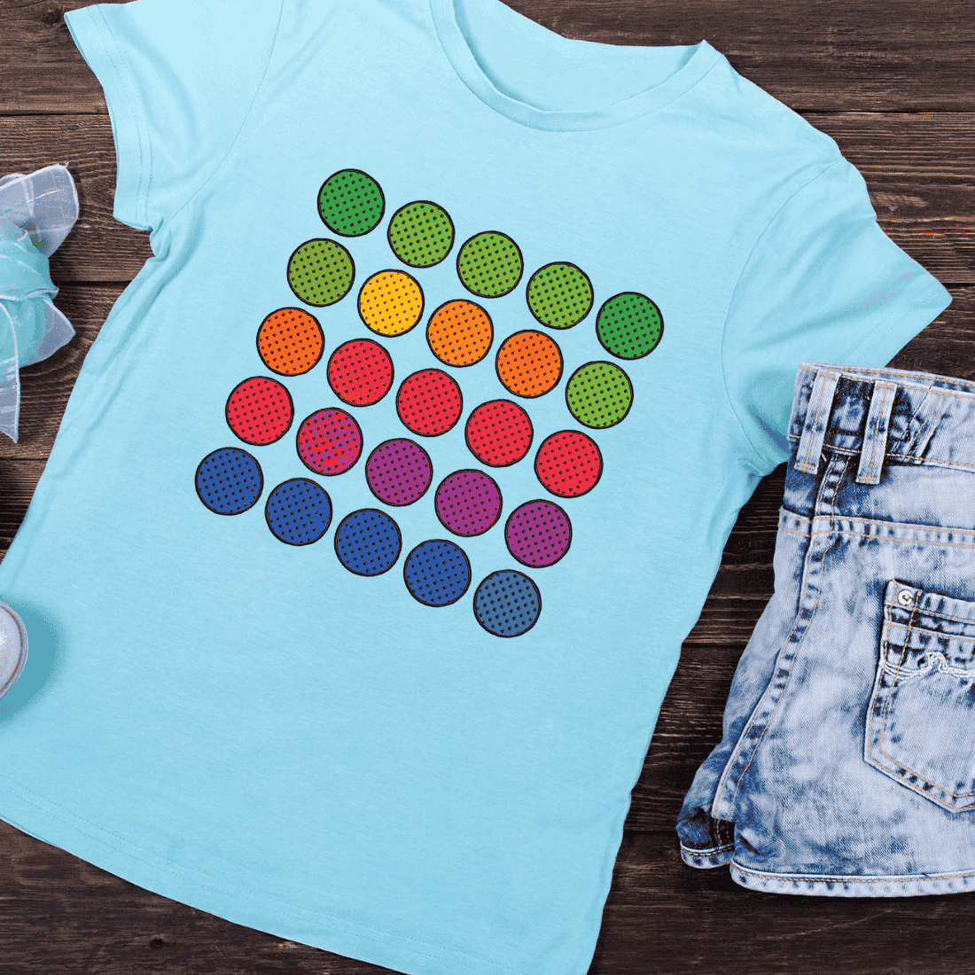 Vibrant Circles T-Shirt Design preview image.