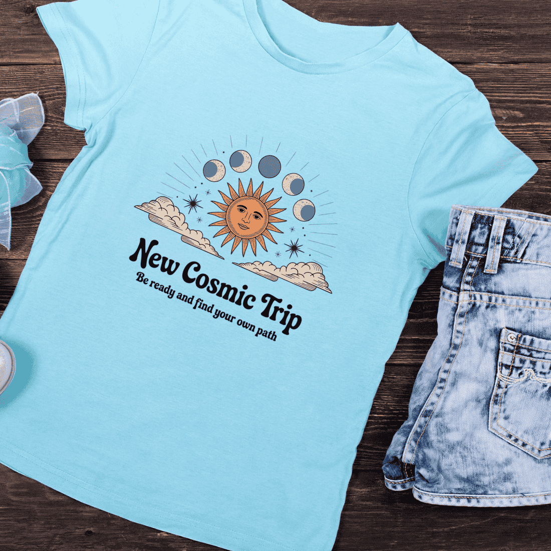 Groovy Sun & Planets Space Exploration T-Shirt Design preview image.